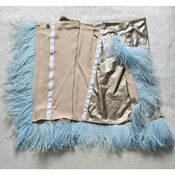 CHRISTOPHER KANE runway feather-paneled chainmail skirt nwt $3,227 it-46 / us-8 - Picture 11 of 14